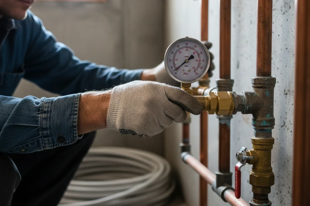 Pressure testing a repaired line during Water Line Repair in Coffeen